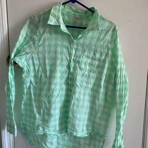 Mint green checkered flannel